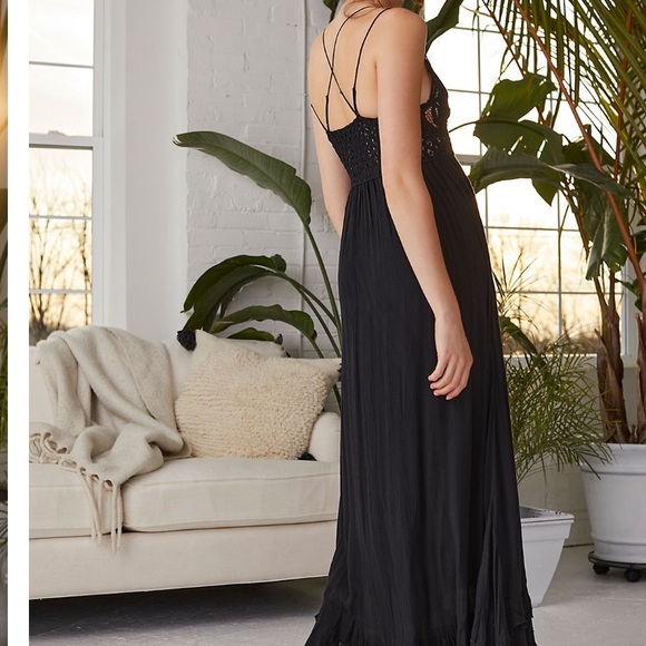 Free People Adela Maxi Slip Dress in Black - Picture 4 of 4